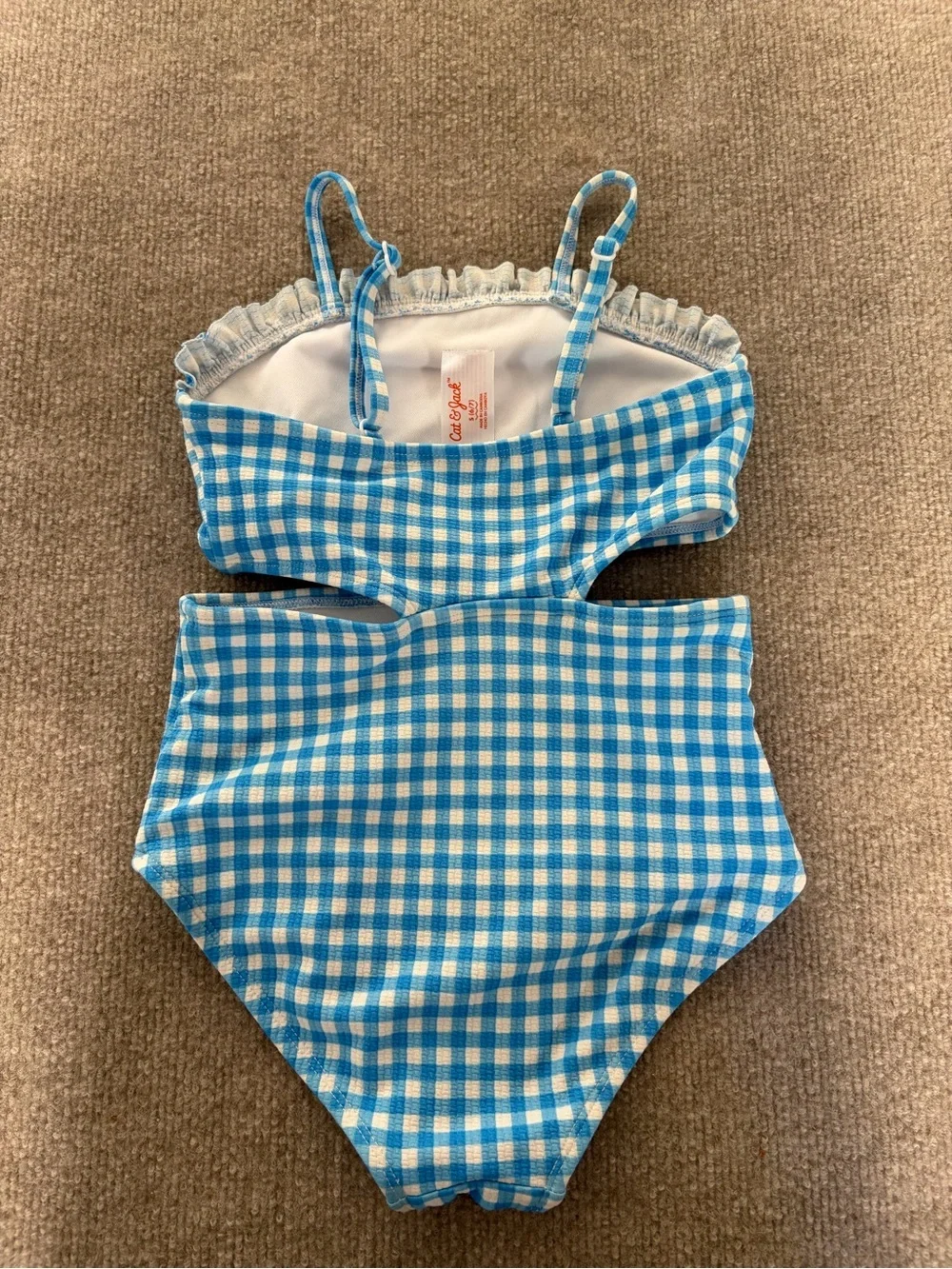 Cat & Jack Blue Gingham Cutout One-Piece Swimsuit